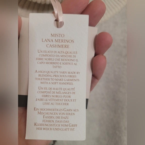 NWT Note Di Anita Merino Wool Cashmere Blend Floral Neutral Poncho One Size - Picture 5 of 7